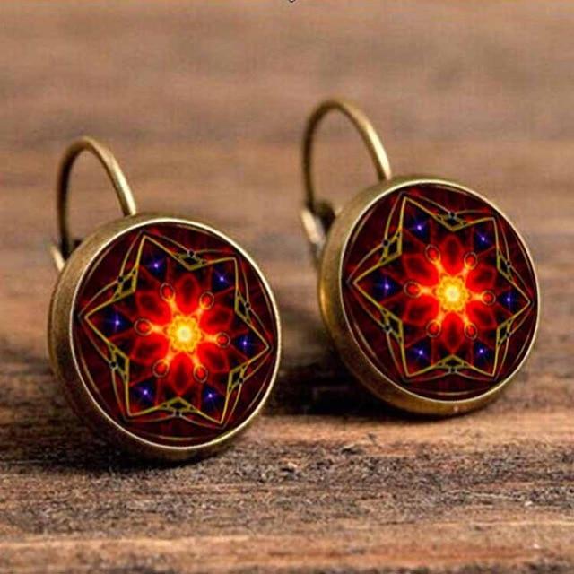 Flower Drop Round Earrings Drop Earrings Crazy Feng Official Store 60