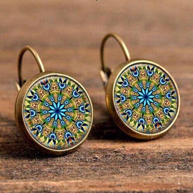 Flower Drop Round Earrings Drop Earrings Crazy Feng Official Store 62