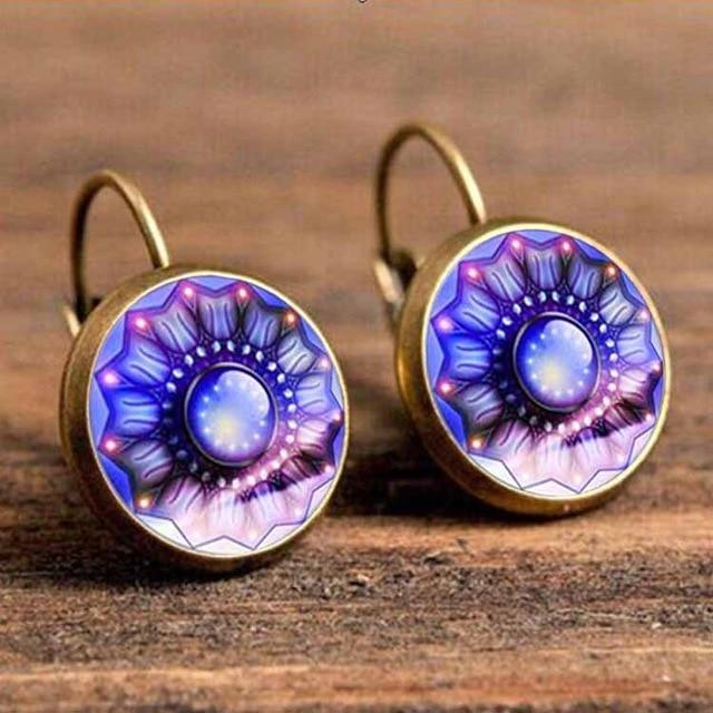 Flower Drop Round Earrings Drop Earrings Crazy Feng Official Store 63