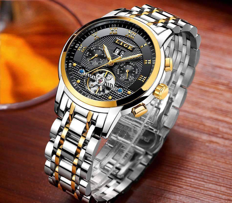 Full Steel Business Water Resistant Men’s Mechanical Watch Mechanical Watches LIGE Official Store
