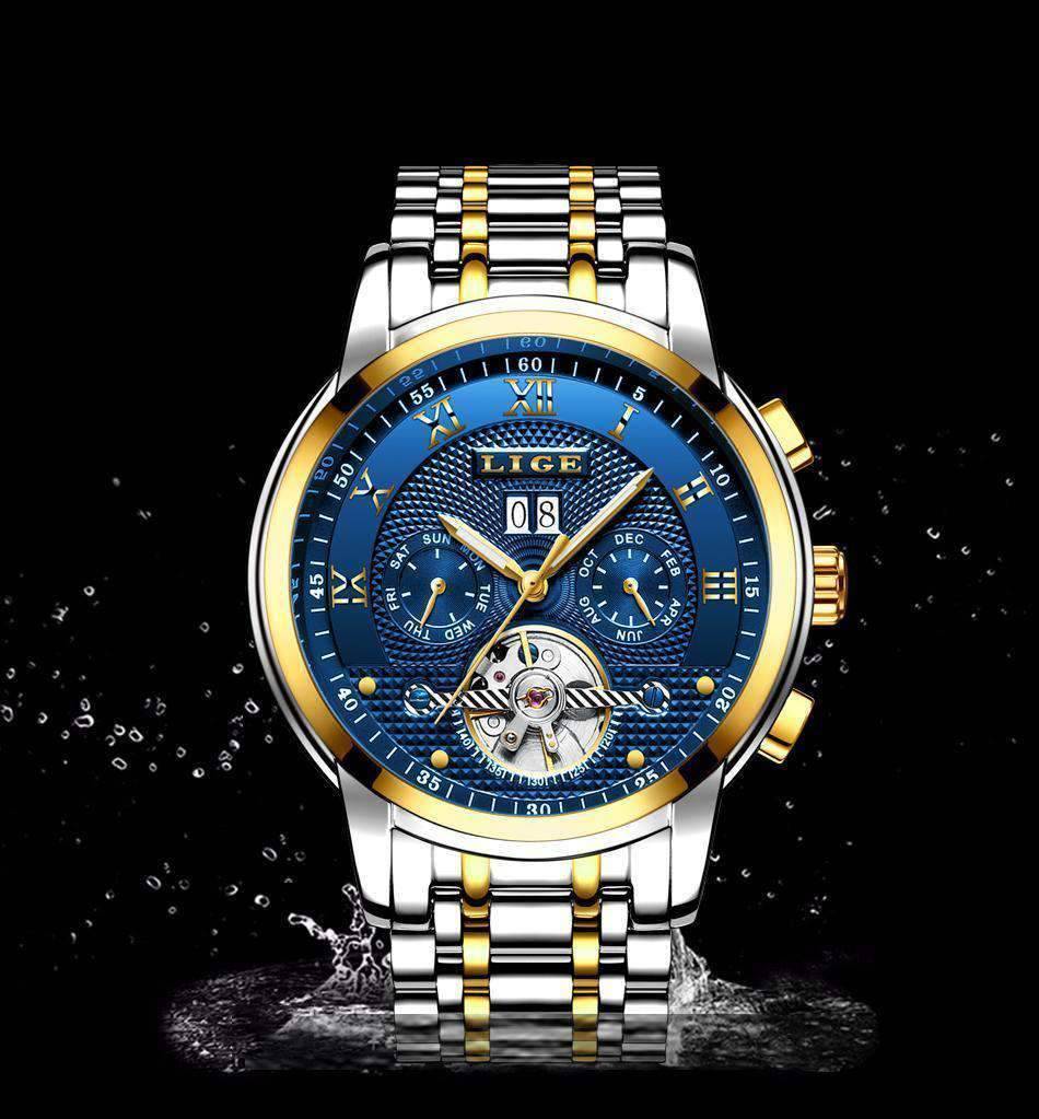 Full Steel Business Water Resistant Men’s Mechanical Watch Mechanical Watches LIGE Official Store