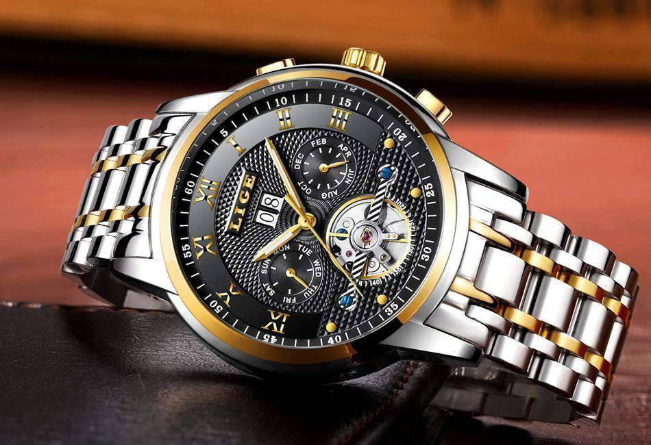 Full Steel Business Water Resistant Men’s Mechanical Watch Mechanical Watches LIGE Official Store