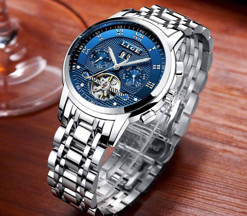 Full Steel Business Water Resistant Men’s Mechanical Watch Mechanical Watches LIGE Official Store