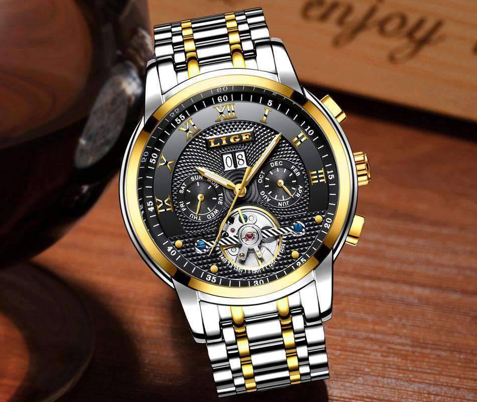 Full Steel Business Water Resistant Men’s Mechanical Watch Mechanical Watches LIGE Official Store