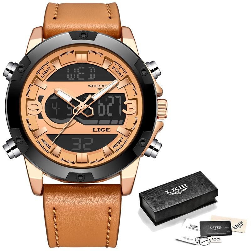 Full Steel Duel Display LED Sports Watch Sports Watches LIGE Watch Store
