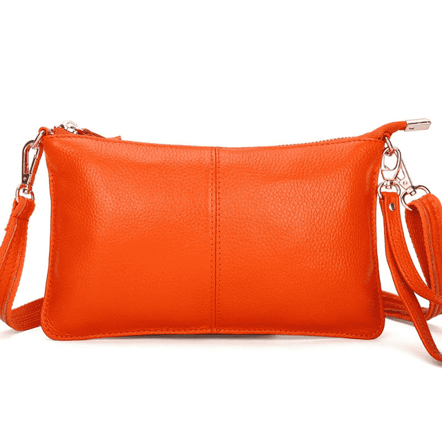 Genuine Leather Candy Color Crossbody Clutch Bag for Women Clutches RanHuang Official Store Orange