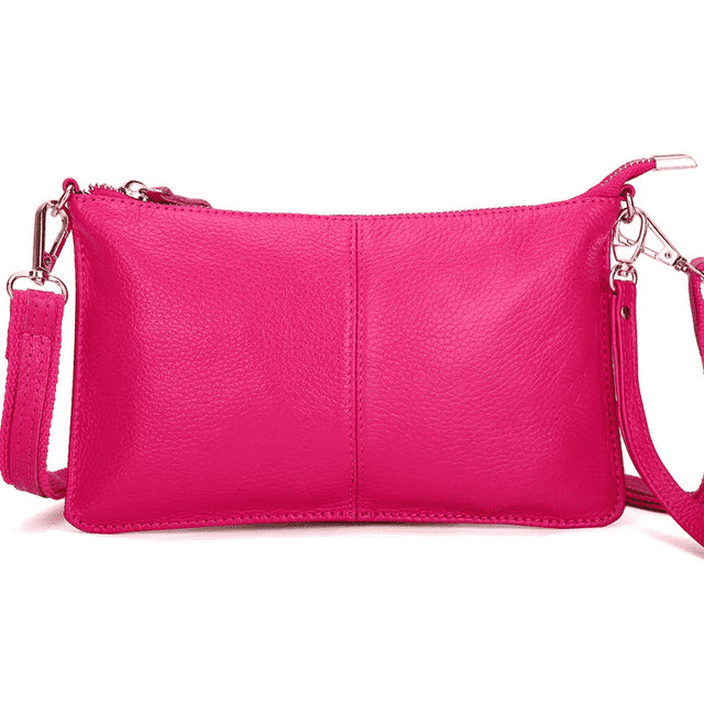 Genuine Leather Candy Color Crossbody Clutch Bag for Women Clutches RanHuang Official Store Rose