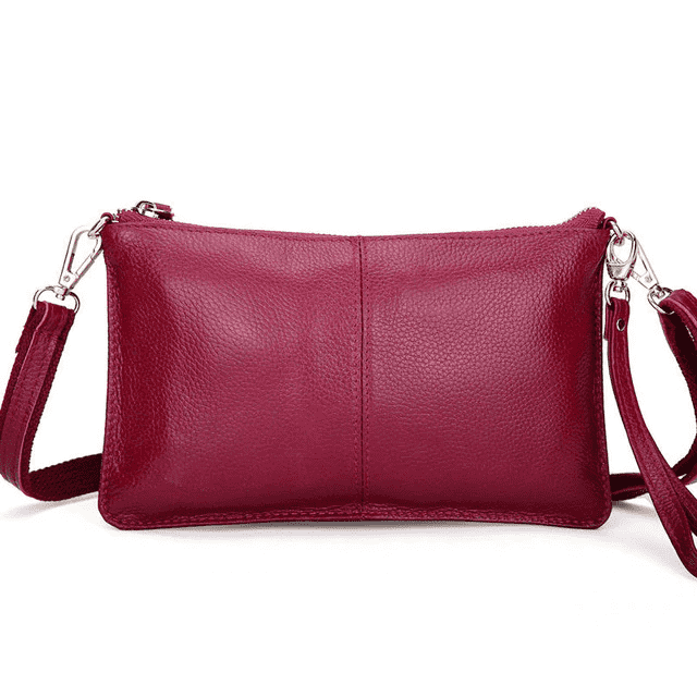 Genuine Leather Candy Color Crossbody Clutch Bag for Women Clutches RanHuang Official Store Wine Red