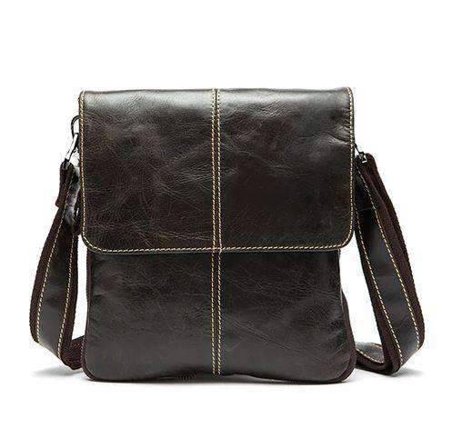 Genuine Leather Small Flap Solid Crossbody Bag for Men Crossbody Bags MVA Bags Factory Sell store