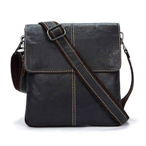 Genuine Leather Small Flap Solid Crossbody Bag for Men Crossbody Bags MVA Bags Factory Sell store 8006F1-coffeelogo