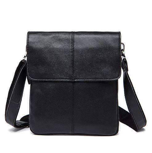 Genuine Leather Small Flap Solid Crossbody Bag for Men Crossbody Bags MVA Bags Factory Sell store N8006A3black