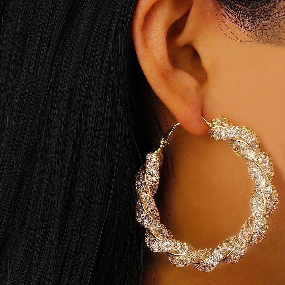 Geometric Circle Hoop Earrings Hoop Earrings 17KM Official Store