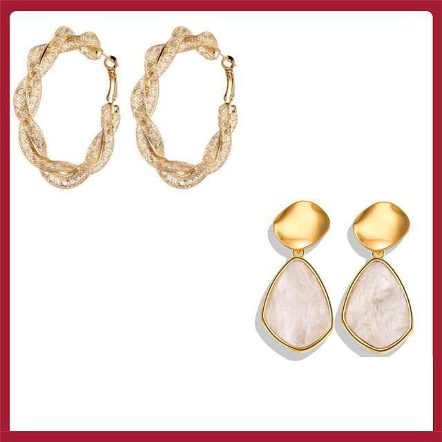 Geometric Circle Hoop Earrings Hoop Earrings 17KM Official Store Cheaper SET3