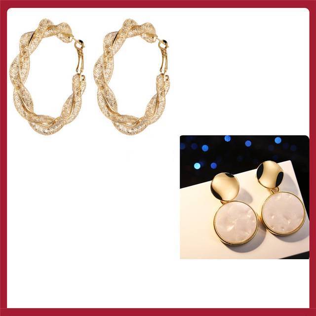 Geometric Circle Hoop Earrings Hoop Earrings 17KM Official Store Cheaper SET4