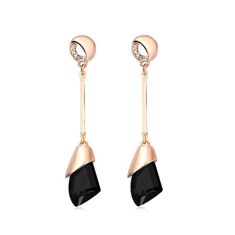 Geometric Crystal Gold Long Earrings Drop Earrings manikay Store