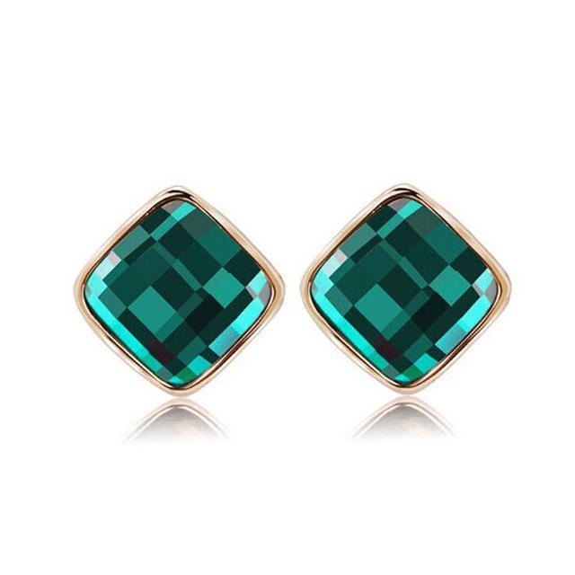 Geometric Crystal Gold Long Earrings Drop Earrings manikay Store E004 Green