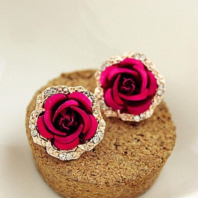 Geometric Crystal Gold Long Earrings Drop Earrings manikay Store E007 Red