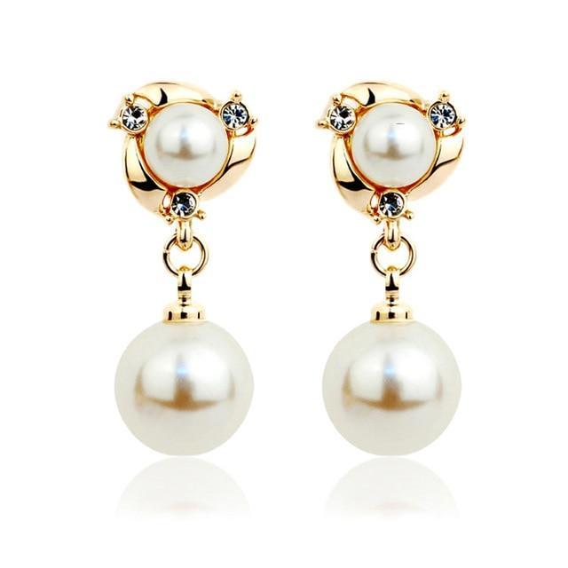 Geometric Crystal Gold Long Earrings Drop Earrings manikay Store E014