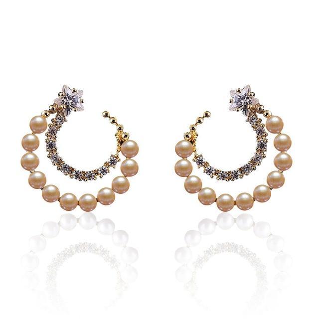 Geometric Crystal Gold Long Earrings Drop Earrings manikay Store E015 Gold