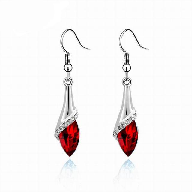 Geometric Crystal Gold Long Earrings Drop Earrings manikay Store E019 Deep Red