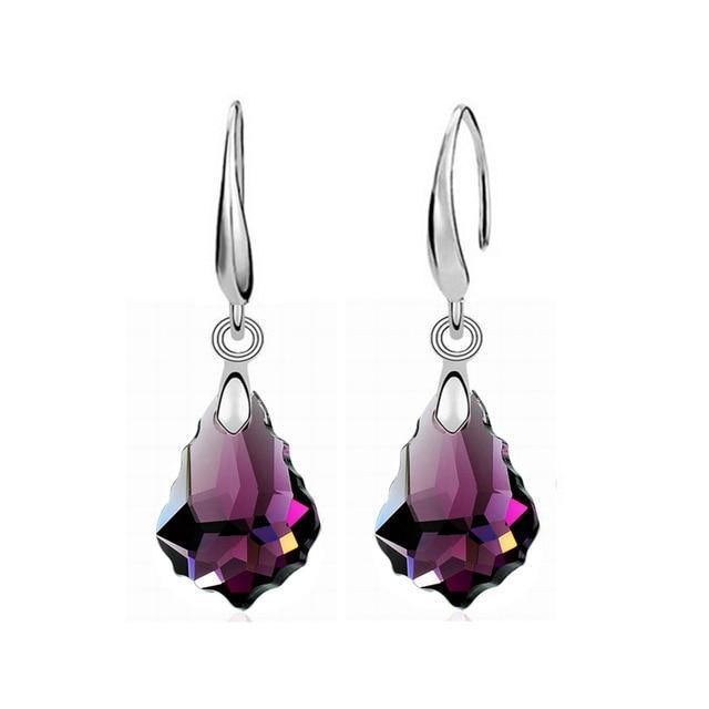 Geometric Crystal Gold Long Earrings Drop Earrings manikay Store E020 Purple
