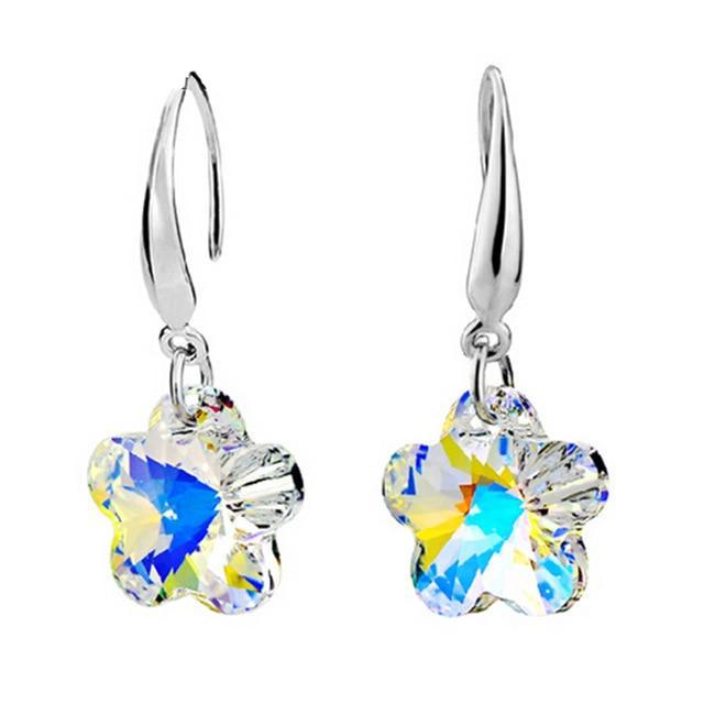 Geometric Crystal Gold Long Earrings Drop Earrings manikay Store E020 White