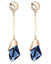 Geometric Crystal Gold Long Earrings Drop Earrings manikay Store E071 blue