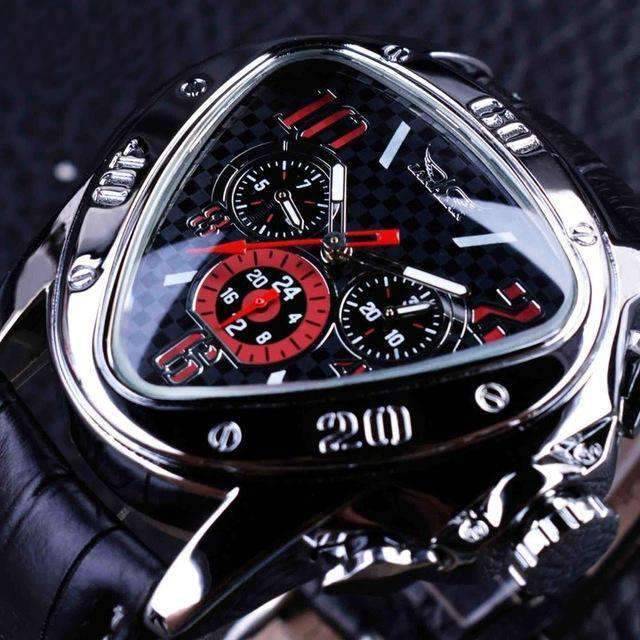Geometric Triangle Racing Design Automatic Men’s Mechanical Watch Mechanical Watches GMT Black