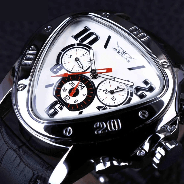 Geometric Triangle Racing Design Automatic Men’s Mechanical Watch Mechanical Watches GMT White