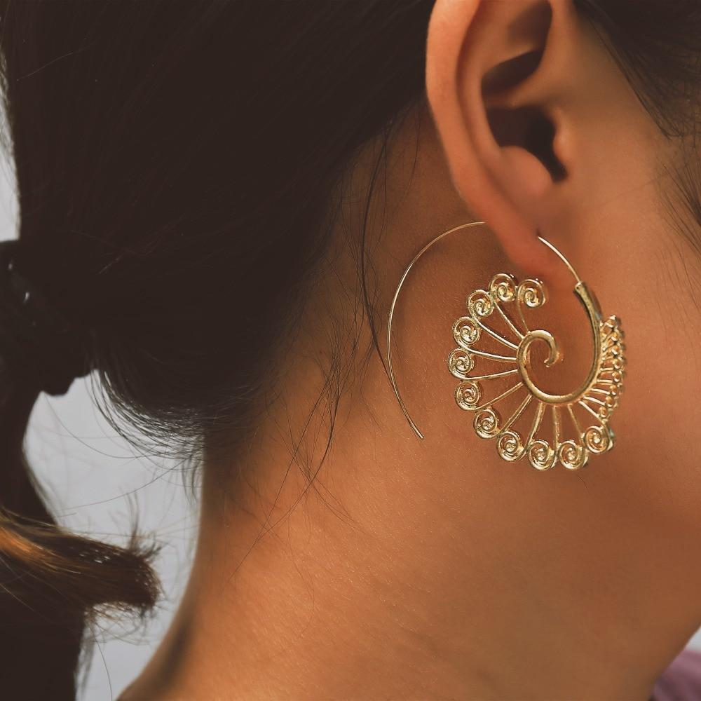 Geometry Round Creole Earrings Hoop Earrings IF ME Official Store