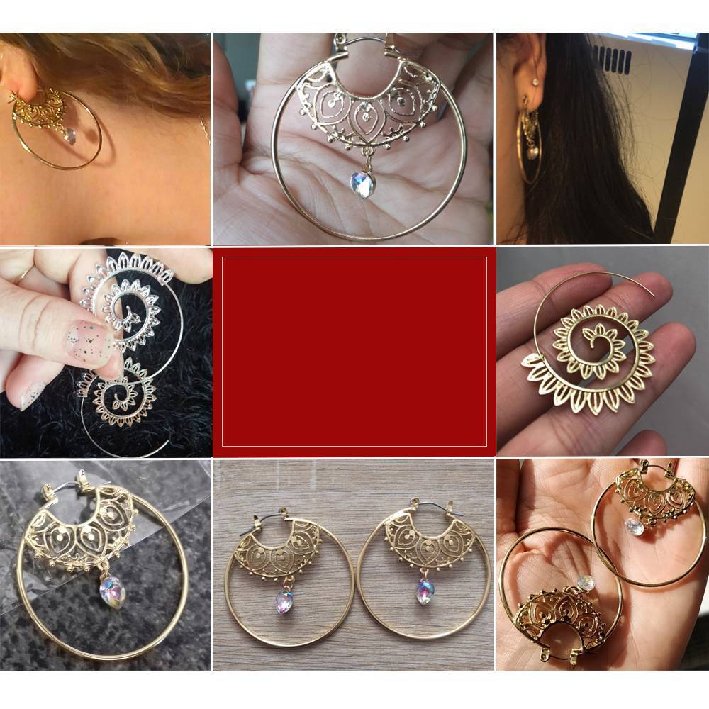 Geometry Round Creole Earrings Hoop Earrings IF ME Official Store
