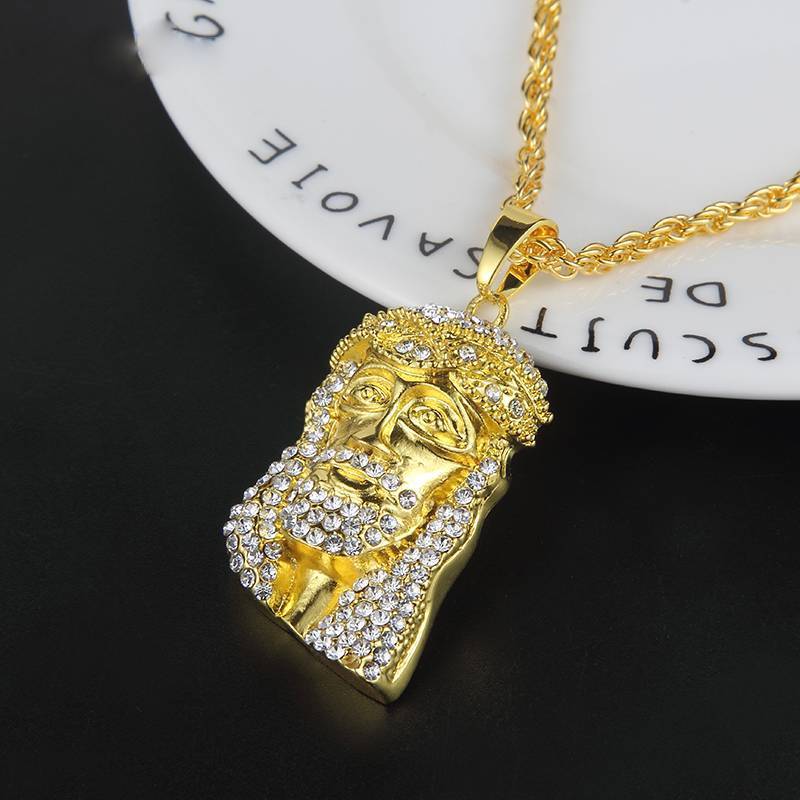 Gold Color Jesus Necklace for Man Pendant Necklaces subeads Store