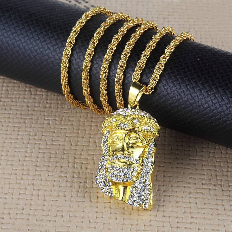 Gold Color Jesus Necklace for Man Pendant Necklaces subeads Store