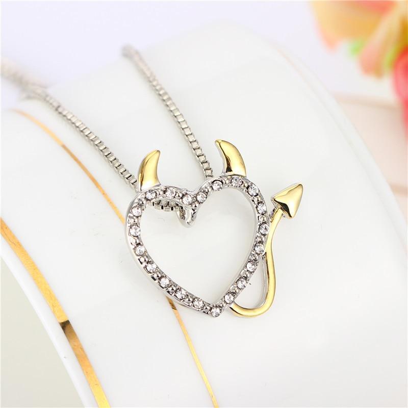 Gold Silver Accent Devil Heart Necklaces Pendant Necklaces Naive sister Official Store