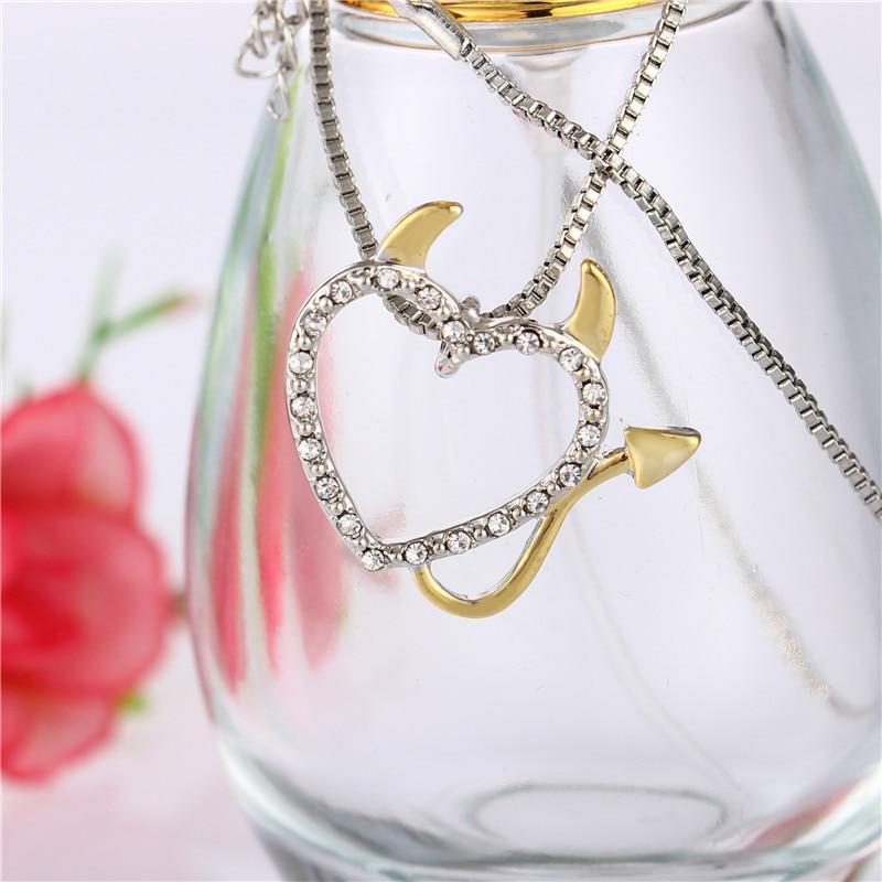 Gold Silver Accent Devil Heart Necklaces Pendant Necklaces Naive sister Official Store