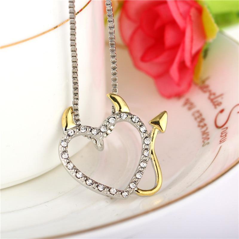 Gold Silver Accent Devil Heart Necklaces Pendant Necklaces Naive sister Official Store