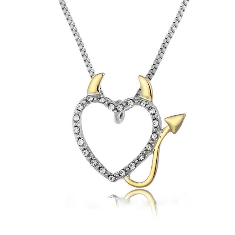 Gold Silver Accent Devil Heart Necklaces Pendant Necklaces Naive sister Official Store