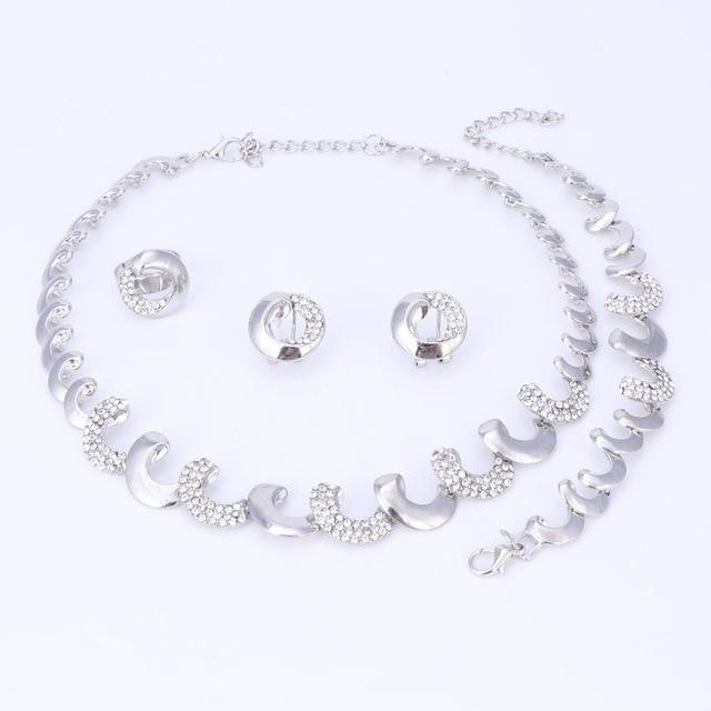 Gold Silver Crystal African Jewelry Sets Bridal Jewelry Sets Carol Jewelry silver