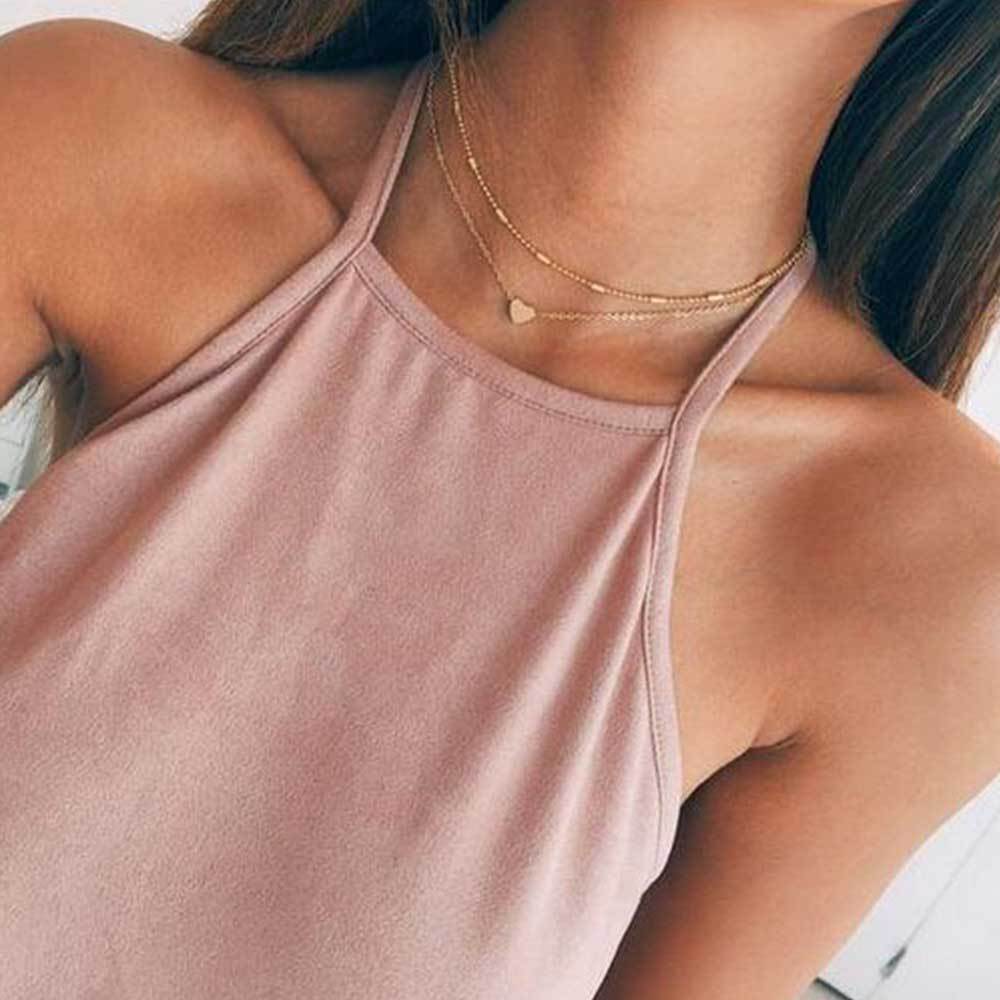 Gold Silver Love Heart Necklace Chain Necklaces FAMSHIN Official Store