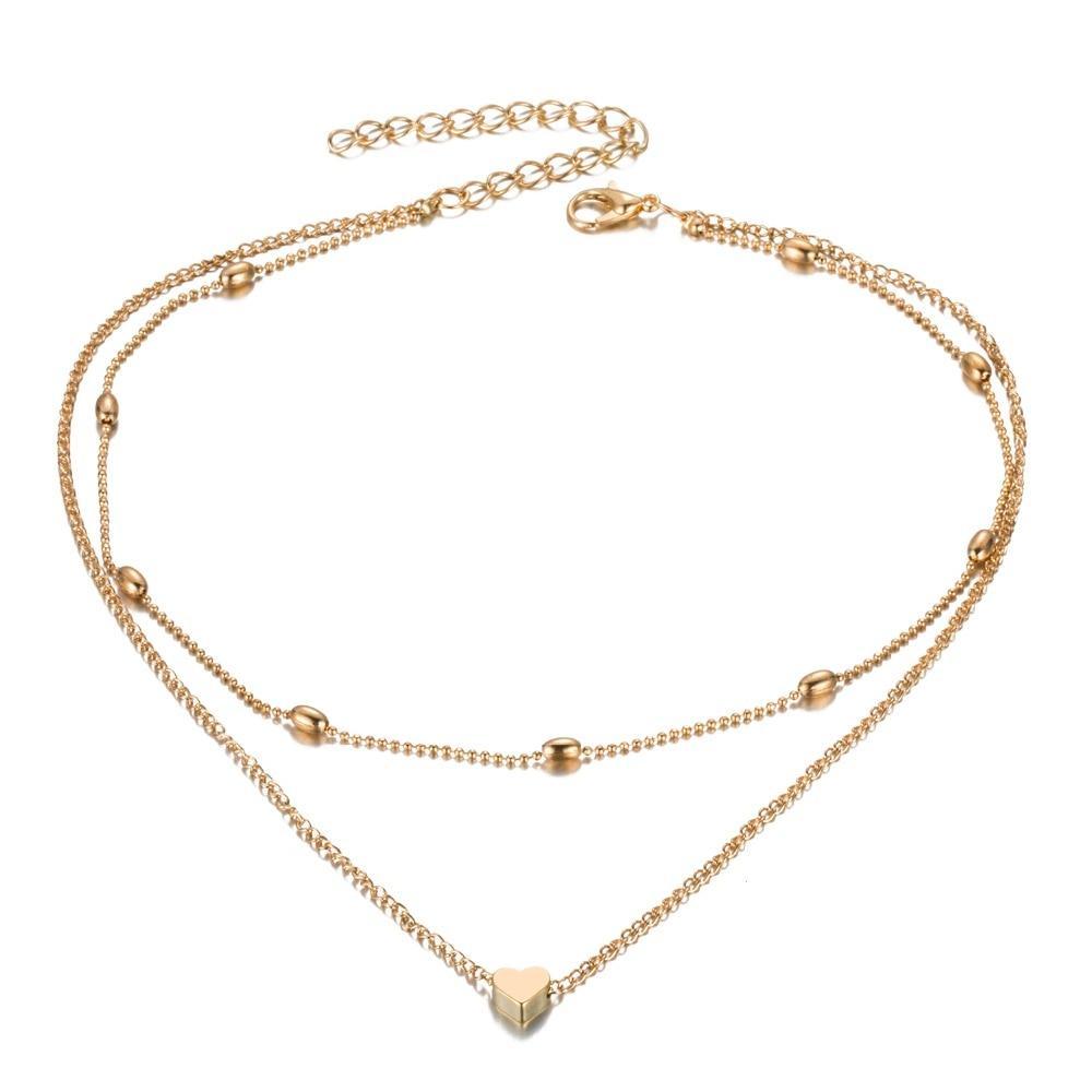 Gold Silver Love Heart Necklace Chain Necklaces FAMSHIN Official Store
