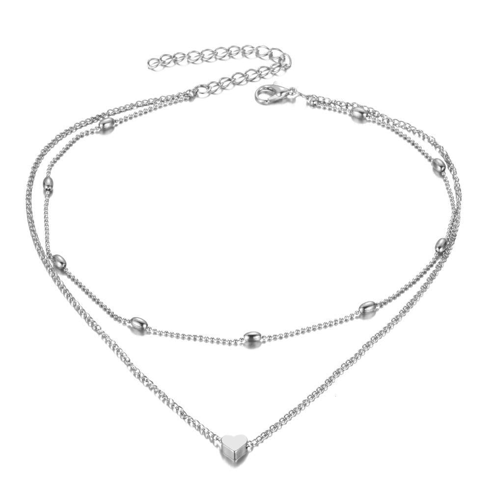 Gold Silver Love Heart Necklace Chain Necklaces FAMSHIN Official Store