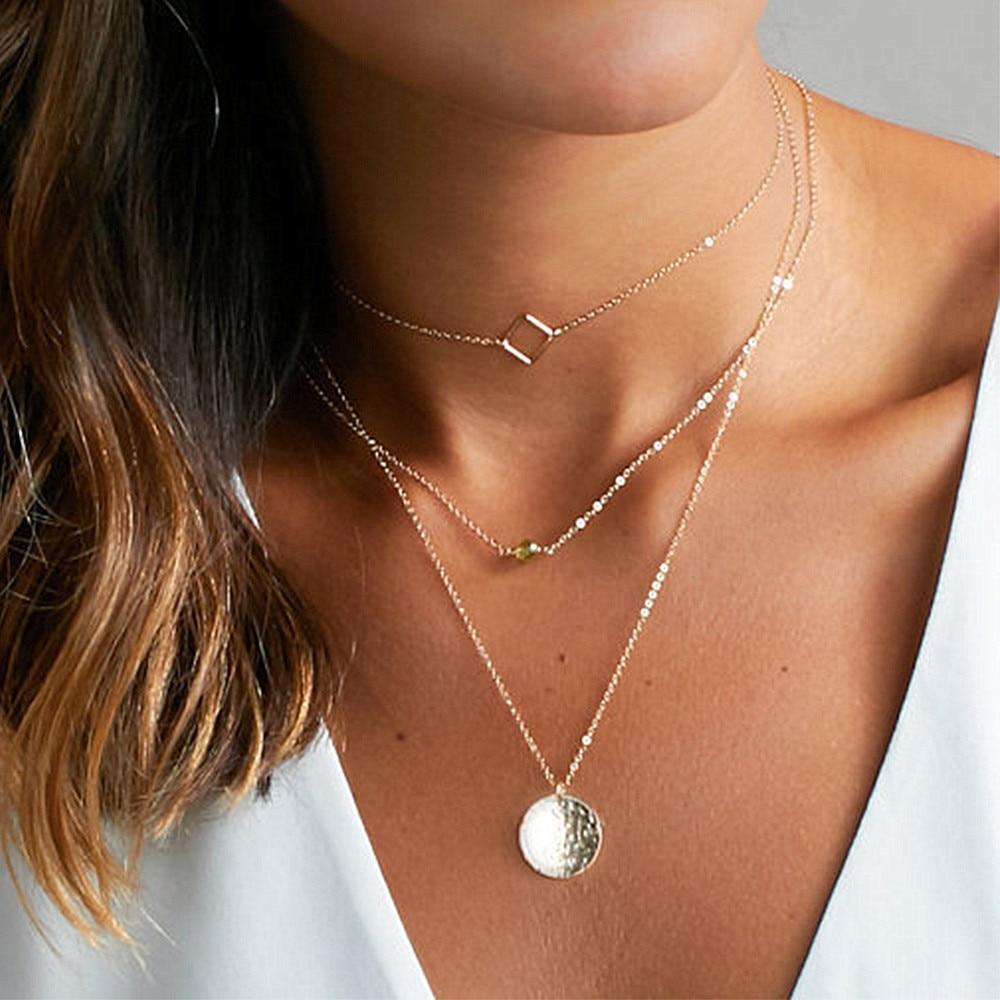 Golden Coin Multilayer Necklace Chain Necklaces IPARAM Official Store