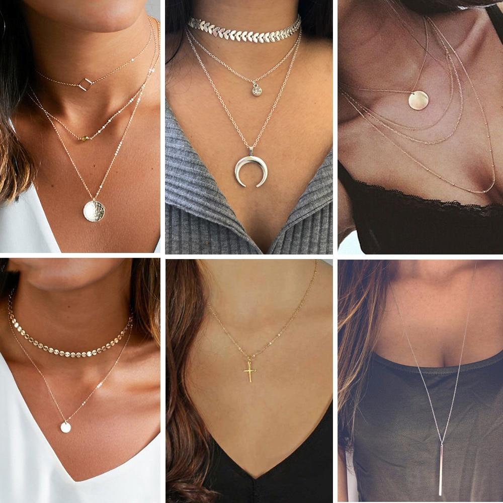 Golden Coin Multilayer Necklace Chain Necklaces IPARAM Official Store