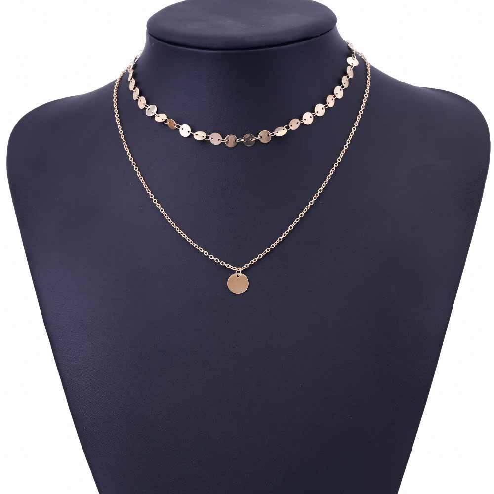 Golden Coin Multilayer Necklace Chain Necklaces IPARAM Official Store