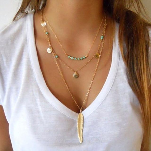 Golden Coin Multilayer Necklace Chain Necklaces IPARAM Official Store N332-1