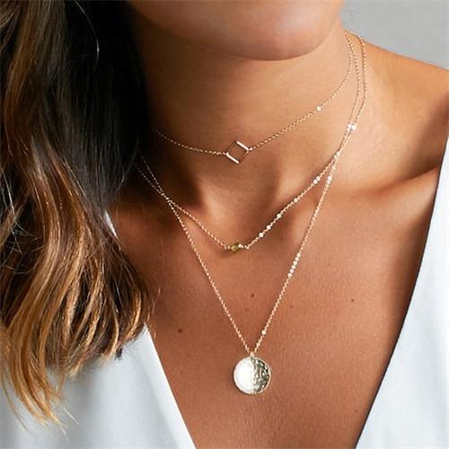 Golden Coin Multilayer Necklace Chain Necklaces IPARAM Official Store N632-1