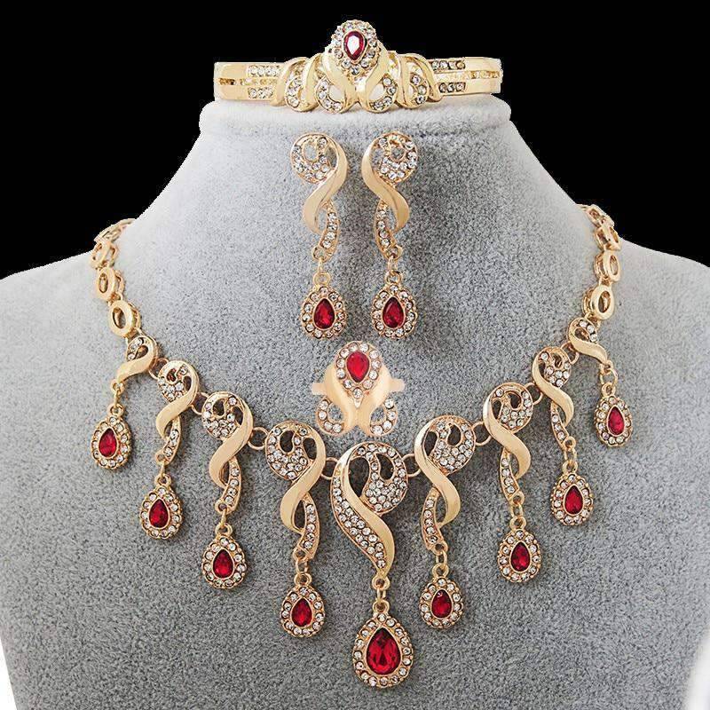 Golden Color Water Drop Bridal Jewelry Set With Blue Stone Bridal Jewelry Sets GUVIVI Official Store