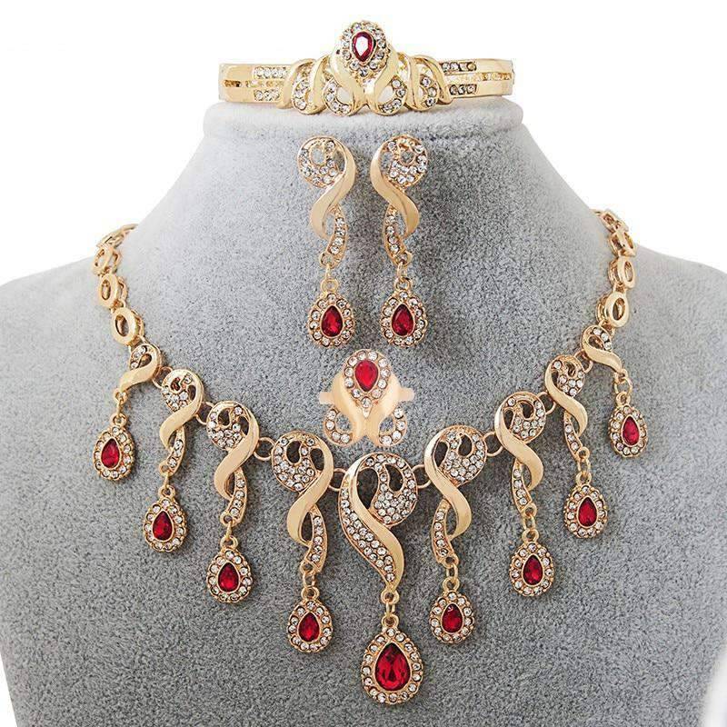 Golden Color Water Drop Bridal Jewelry Set With Blue Stone Bridal Jewelry Sets GUVIVI Official Store