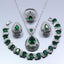 Green Zircon Water Drop Jewelry Set Bridal Jewelry Sets Manny Offcial Store 4PCS Ring Size 8 Green