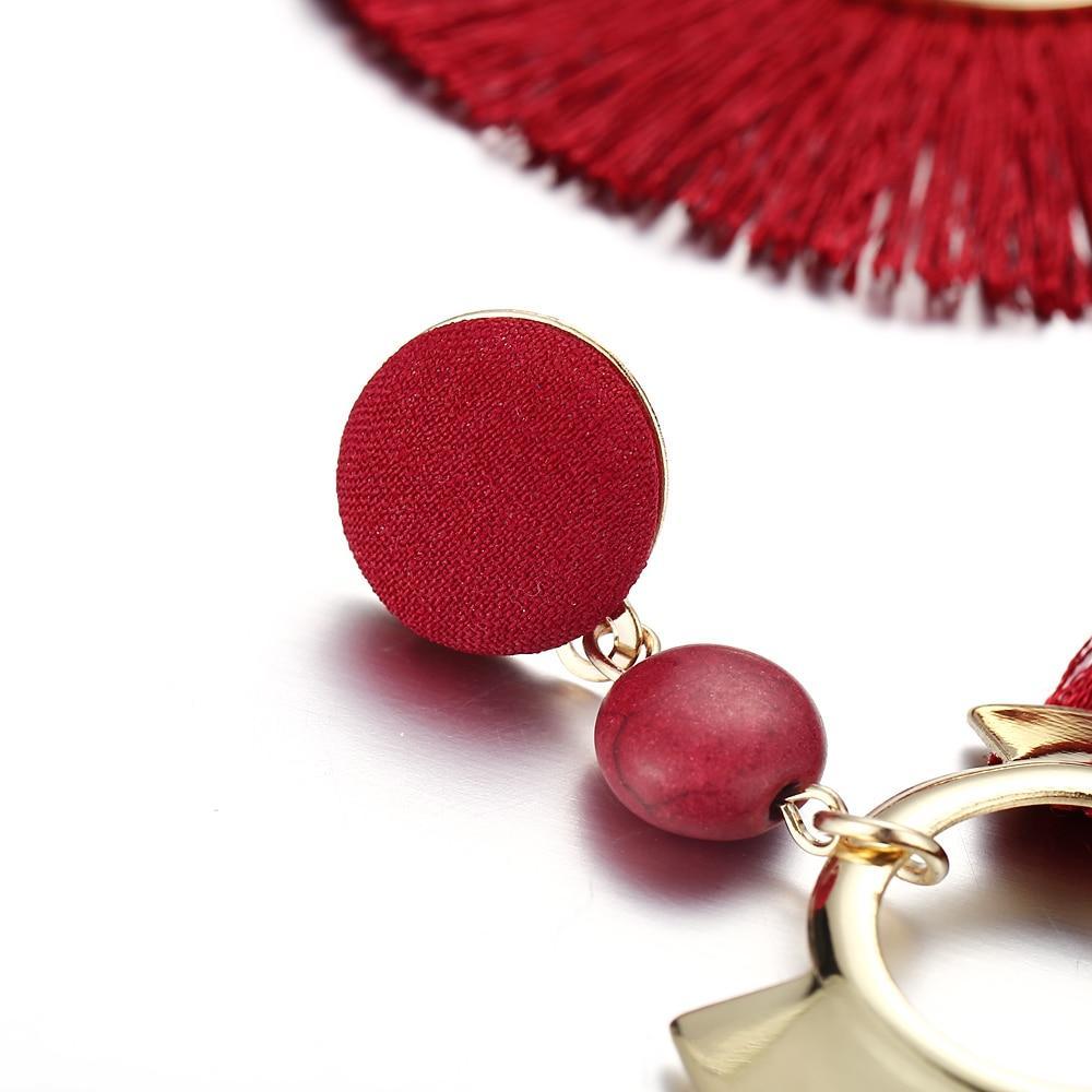 Handmade Big Tassel Earrings Drop Earrings AY Official Store